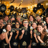JOJO FLY 36 Pcs Birthday Photo Booth Props Kit, Black and Gold Party