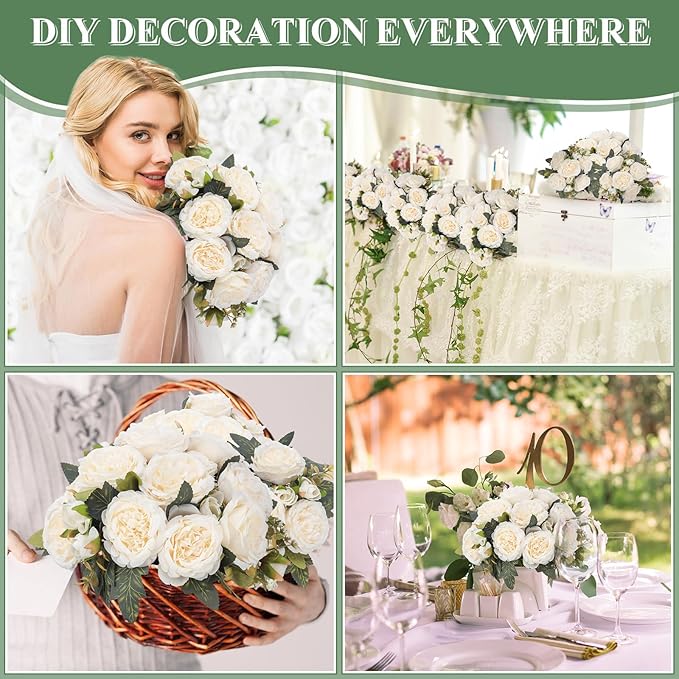 8 Bundles Artificial Peonies Flowers Boho Faux Flowers Arrangements