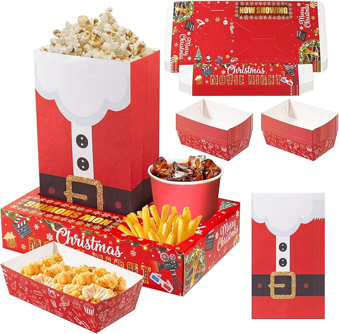 48PCS Christmas Movie Night Party Supplies 24 Snack Boxes 12 Food