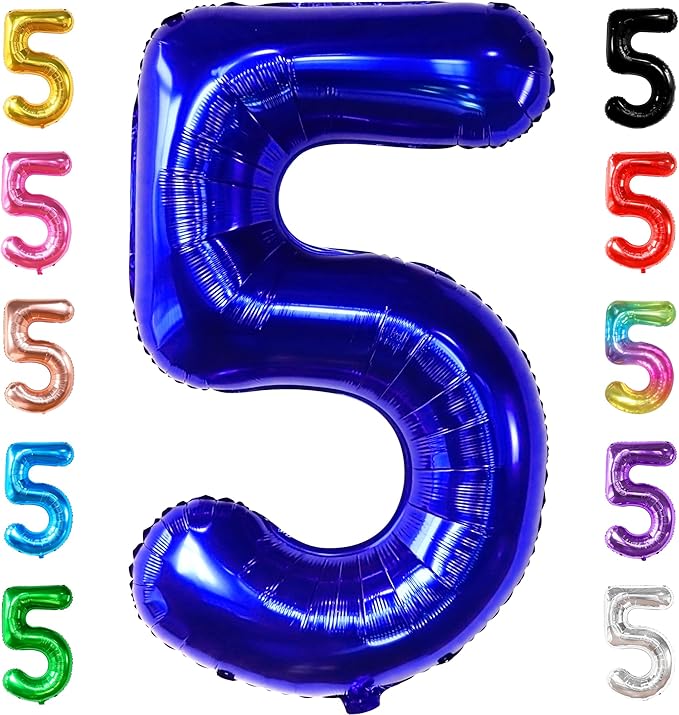 KatchOn, Navy Blue Number 5 Balloon - Big, 40 Inch | 5th Birthday
