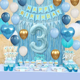 3rd Birthday Decorations Blue White Gold 3rd Birthday Balloons with