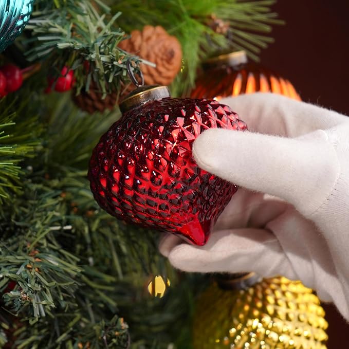 IndianShelf 6 Colorful Christmas Balls - Glass Tree Ornaments -