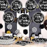 96Pcs Bad Two The Bone Party Supplies Black White Rock 2nd Birthday