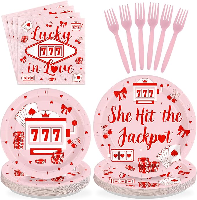 96Pcs Casino Themed Bachelorette Party Supplies She Hit The Jackpot