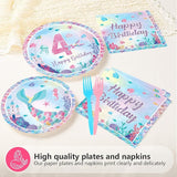 96Pcs 4th Mermaid Birthday Party Decorations Castle Mermaid 4th