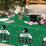 QZYL 2 PCS Graduation Tablecloth, 108" X 54" Green Graduation Table
