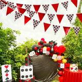 32Ft Casino Party Decorations Red Black Banner Triangle Flag Fabric
