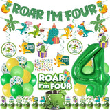 Roar Im 4 Dinosaur Party Decorations Boy Dinosaur 4th Birthday