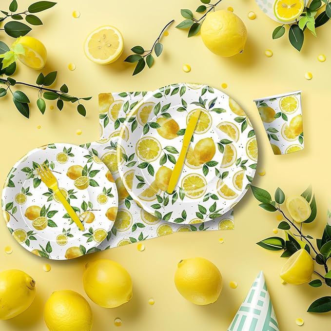Lemon Party Decorations Tableware Disposable Summer Theme Lemon