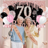 70th Birthday Decorations for Women 49pcs Black Rose Gold Black
