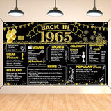 DARUNAXY 61st Birthday Black Gold Party Decoration, Back in 1965