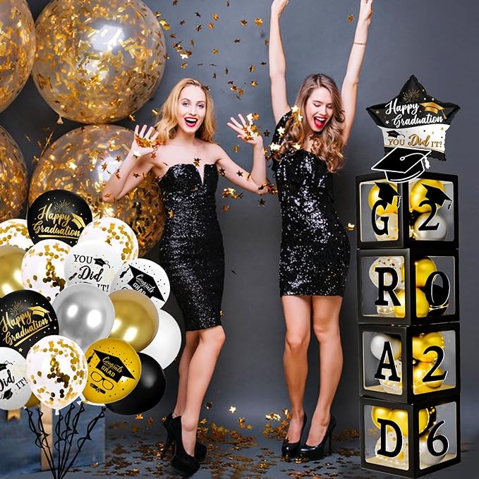 Graduation Decorations Class of 2026 - Black and Gold Graduation
