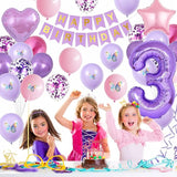 3rd Birthday Decoration for Girls,Pink Purple 3rd Birthday Balloon