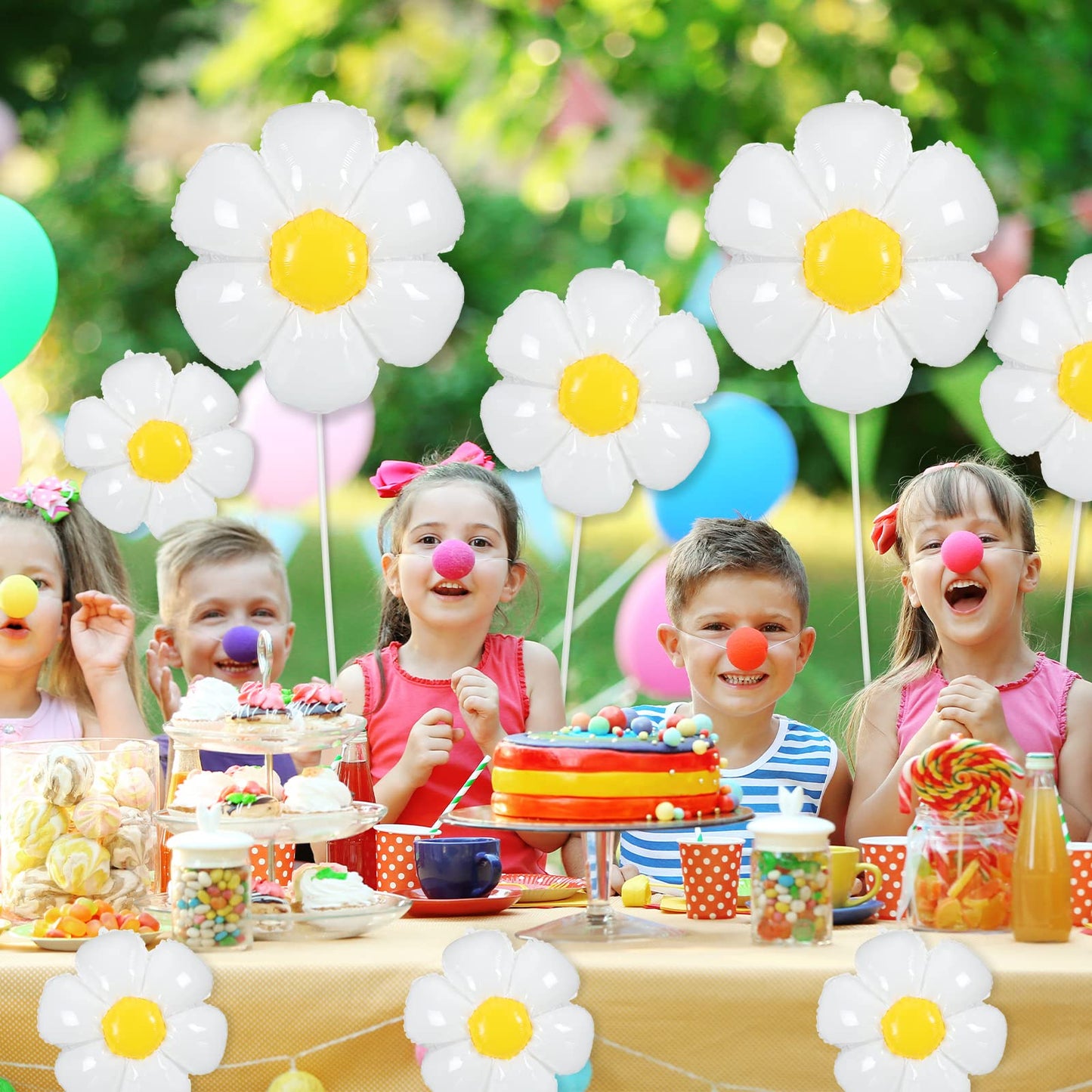 Sotiff 21 Pcs Flower Balloons Daisies Balloons White Groovy Flower