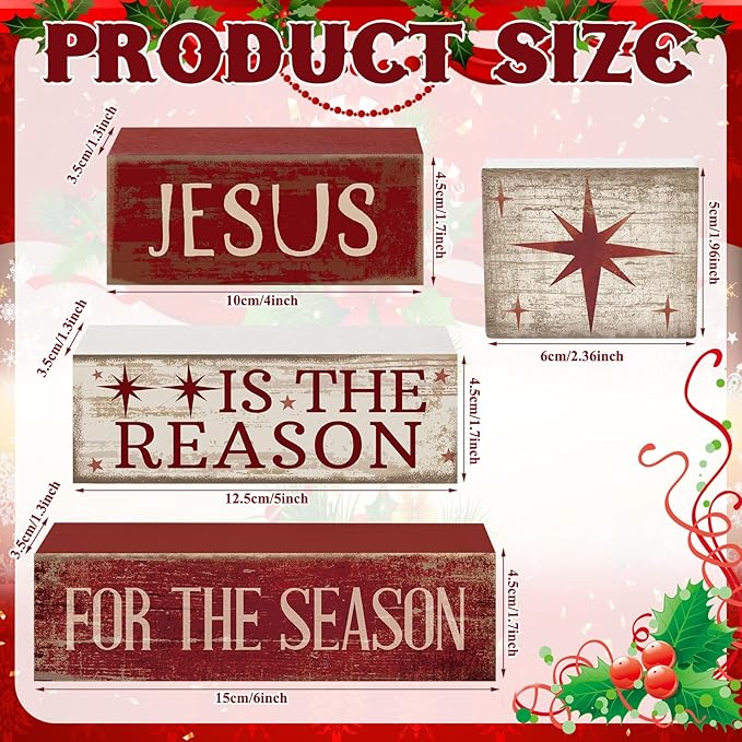 4 Pcs Christmas Table Decoration Jesus Decor Christmas Tiered Tray
