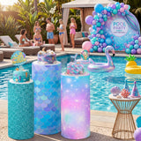 Mindsoft Set of 3 Mermaid Spandex Cylinder Stand Covers for Party,