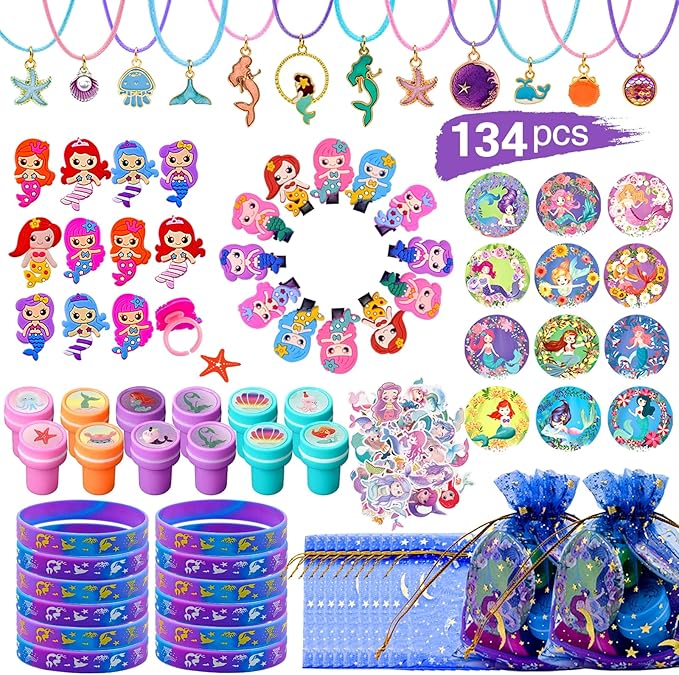 134Pcs Mermaid Party Favors Birthday Decorations for Girls Party