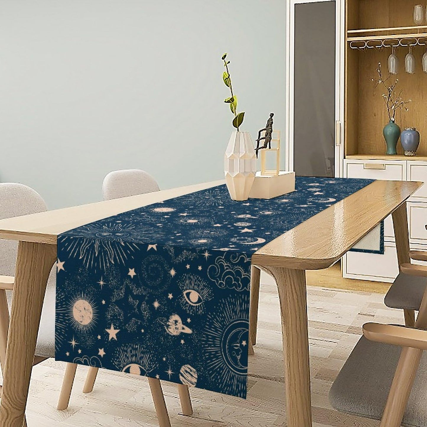 Sun Moon Table Runner, Zodiac Vintage My W13"x L108" Sun Moon