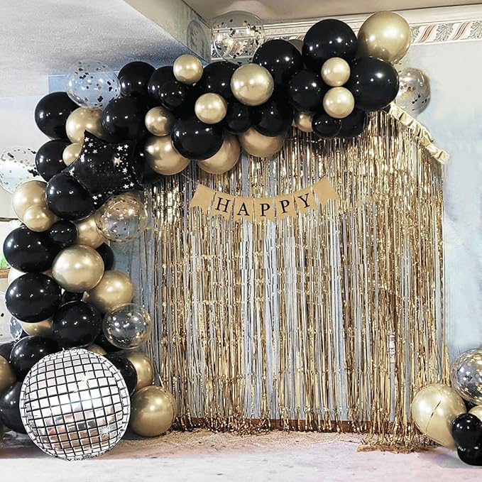 Black and Gold Balloons Garland Arch Kit 18 12 10 5 Inch Black