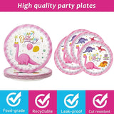 120 Pcs Pink Dinosaur Birthday Party Plates Napkins Girls Dinosaur