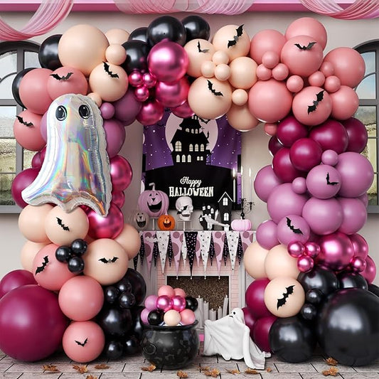 Halloween Balloon Arch Kit 120PCS Halloween Dusty Pink Black Orange
