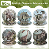 60 Pcs Dinosaur Birthday Decorations Paper Plates 9 Heavy Duty Dino