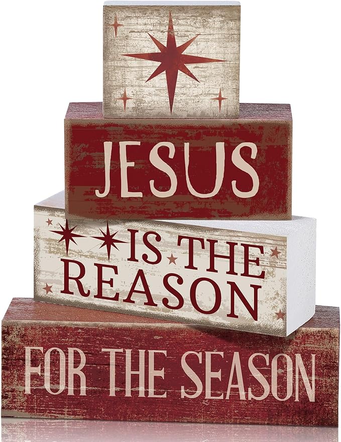 4 Pcs Christmas Table Decoration Jesus Decor Christmas Tiered Tray