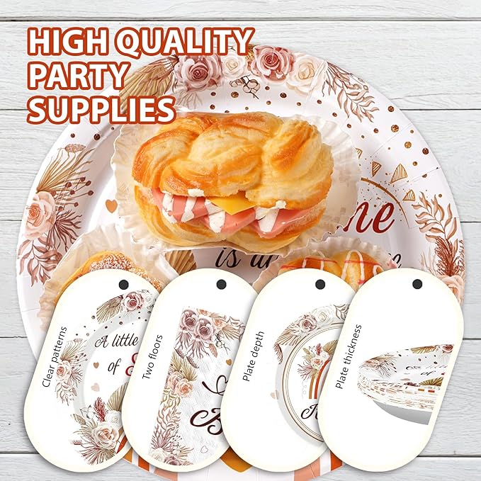 96Pcs Boho Baby Shower Decorations for Girl Boho Rainbow Baby Shower