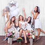 PIGETALE 2 Pack 3.2 ft x 8.2 ft White Tinsel Curtain Party Backdrop