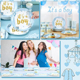 200 Pcs Blue Baby Shower Paper Plates Napkins Cups Boy Baby Shower
