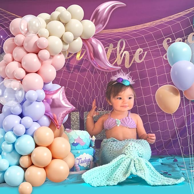 Mermaid Themed Balloons Garland Arch Kit 150Pcs for Sea Princess