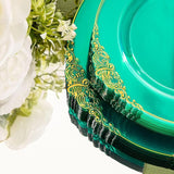 Hioasis 175pcs Clear Green Plastic Plates - Elegant Disposable