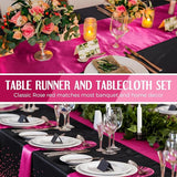 Breling 12 Pack Black and Hot Pink Disposable Plastic Tablecloths and
