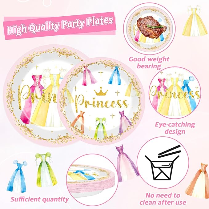 96Pcs Princess Birthday Party Decorations Princess Themed Tableware