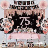 75th Birthday Decorations for Women 33pcs 75th Crown and Sash Black