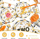 201pcs Construction 2nd Birthday Party Decorations 2nd Plates