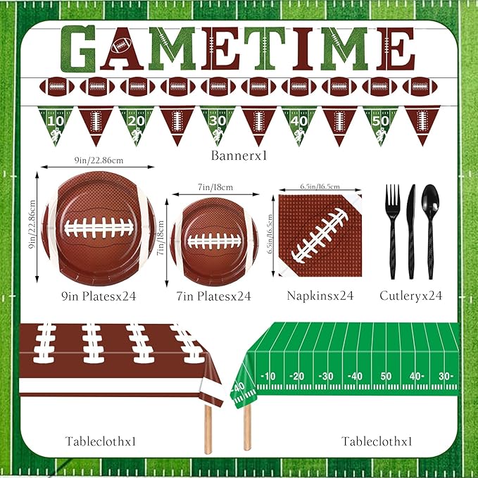 149 Pcs Football Party Decorations Kit for 24 Guests All in One Kit