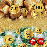 Gold Foil 50th Anniversary Kisses Stickers, (Set of 216) Chocolate