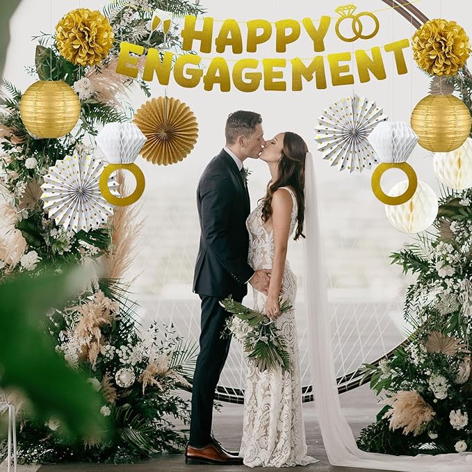 Engagement Party Decorations Set Includes Gold Glitter Happy