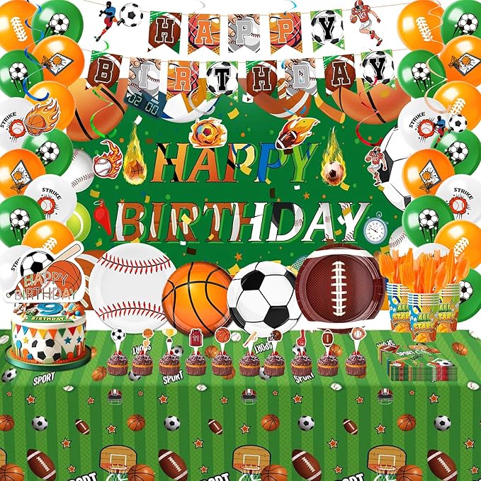 Combo Sports Party Kit for 20 Football & Basketball Theme