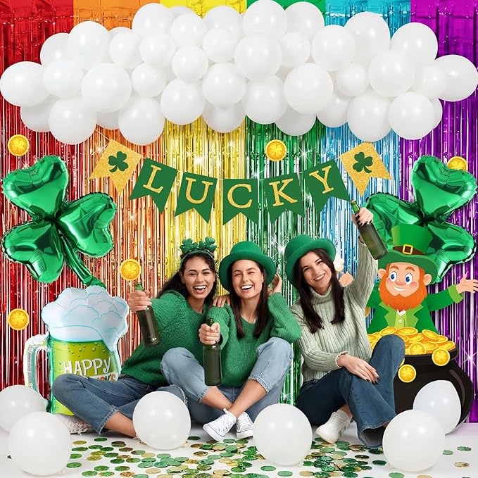 137 Pcs St Patrick's Day Balloons Party Decorations Shamrock Foil