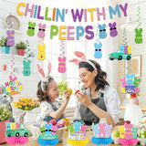 Easter Party Decorations Glitter Chillin with My Peeps Banner Swirls