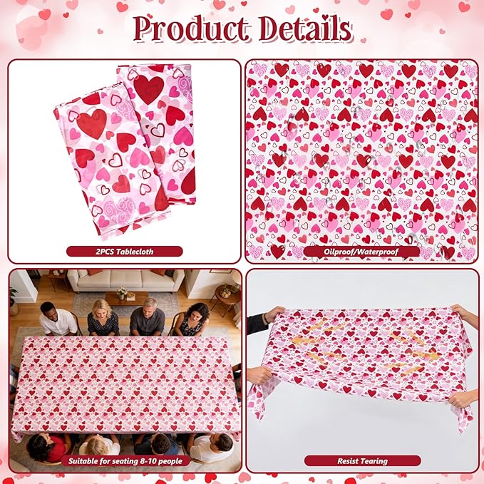 Valentine's Day Party Supplies Set Romantic Pink Heart Paper Plates