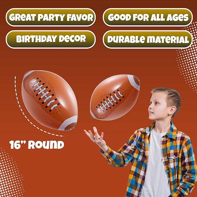 12 Pack 16 Inflatable Footballs for Football Party Decorations &
