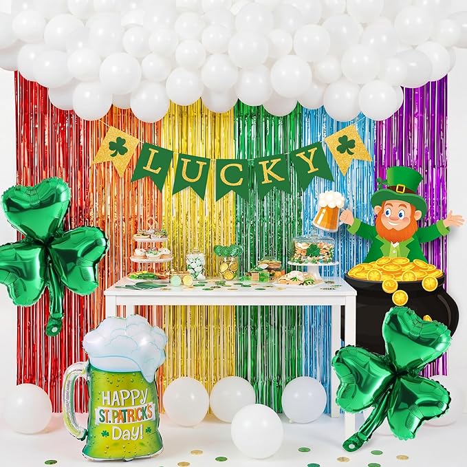 137 Pcs St Patrick's Day Balloons Party Decorations Shamrock Foil