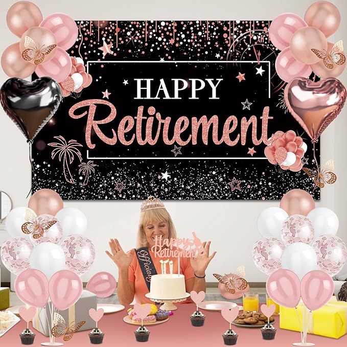 52Pcs Retirement Party Decorations Women with Retirement Sash and