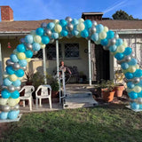 Teal Balloon Garland Kit, 100 Pcs Metallic Silver and Teal Blue