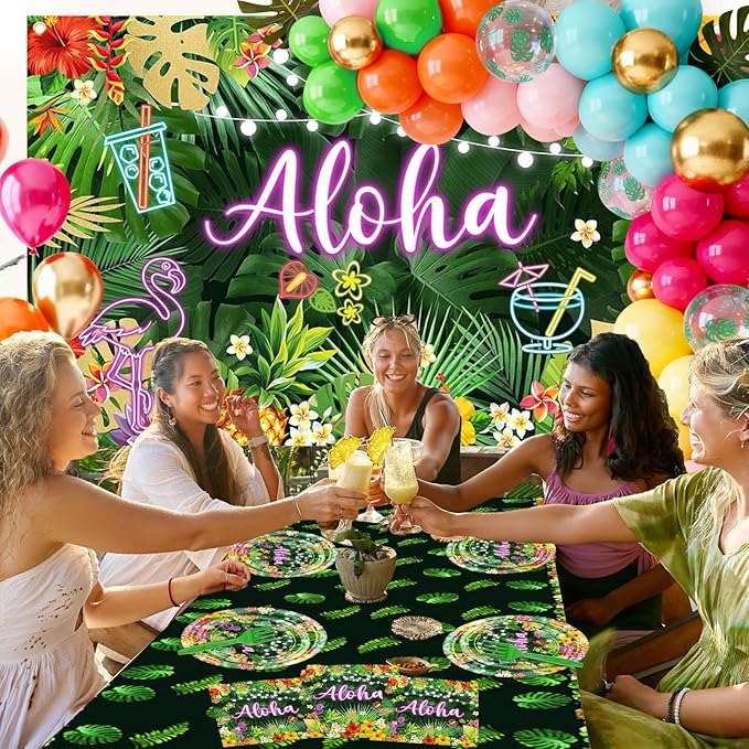 Hawaiian Aloha Party Decorations 204 Pcs Luau Party Decorations Kit