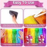 Voircoloria 2 Pack Rainbow Foil Fringe Backdrop Curtains, Tinsel