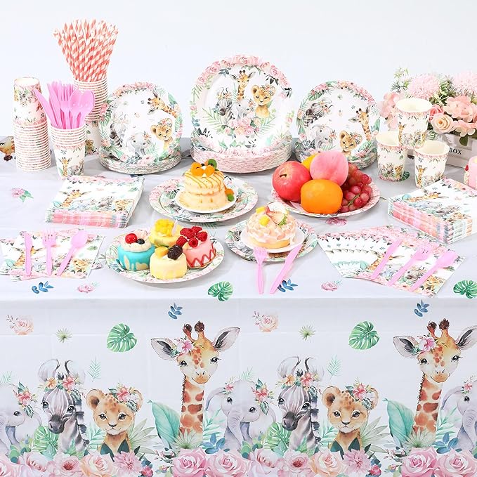 452 Pcs Safari Birthday Party Supplies Include Jungle Theme Paper